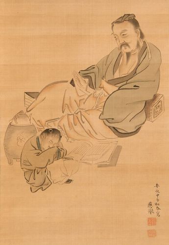 Chinese Scholar Lù Yǔ (733-804) painted by Maruyama Ōkyo (1733-1795)