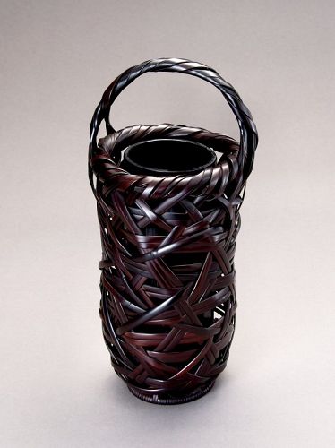 A Woven Bamboo Flower Vase by Shiraishi Hakuun-sai II