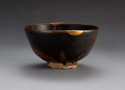 A Jidai Karatsu Tea Bowl with Beautiful Gold Repairs