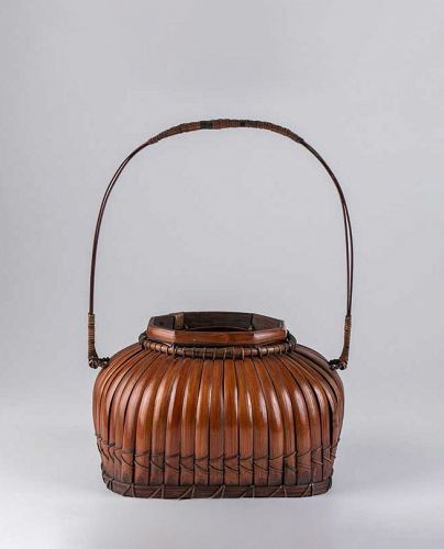 A Bamboo Woven Basket for Ikebana by Suzuki Chikuho-sai (1872-1936)