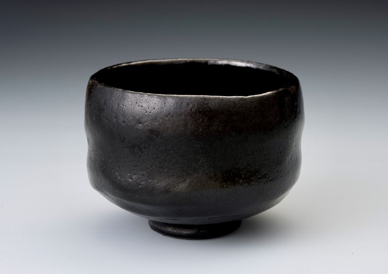A Black Raku Tea Bowl by Heian Shoraku