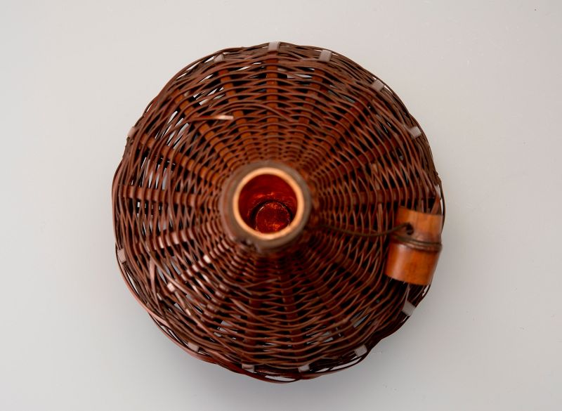 A Woven Bamboo Flower Vase by Kajiwara Koho (b.1935)