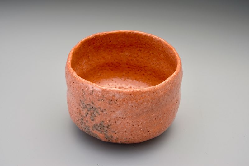 A Red Raku Tea Bowl by Veteran Potter Sugimoto Sadamitsu