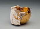 A Unique Gold and White Sake Cup by Tomita Hiroyuki