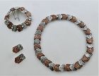Los Castillo Sterling Silver & Copper Necklace Bracelet & Earrings Set