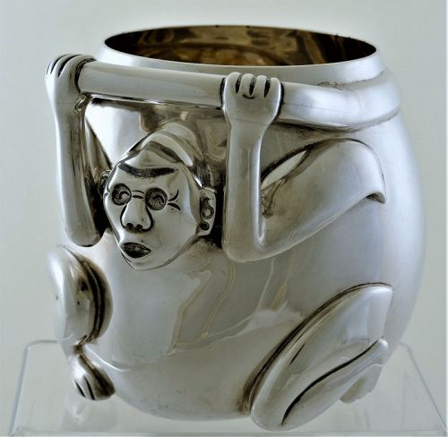 One Of A Kind TANE Sterling Silver Monkey Ice Bucket TIFFANY of Mexico