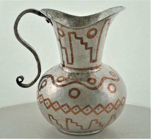 Museum Los Castillo Handwrought Married Metals Silver Copper Pitcher