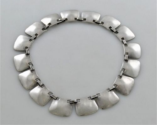 Hector Aguilar .940 Silver Handwrought Modernist Necklace 1960