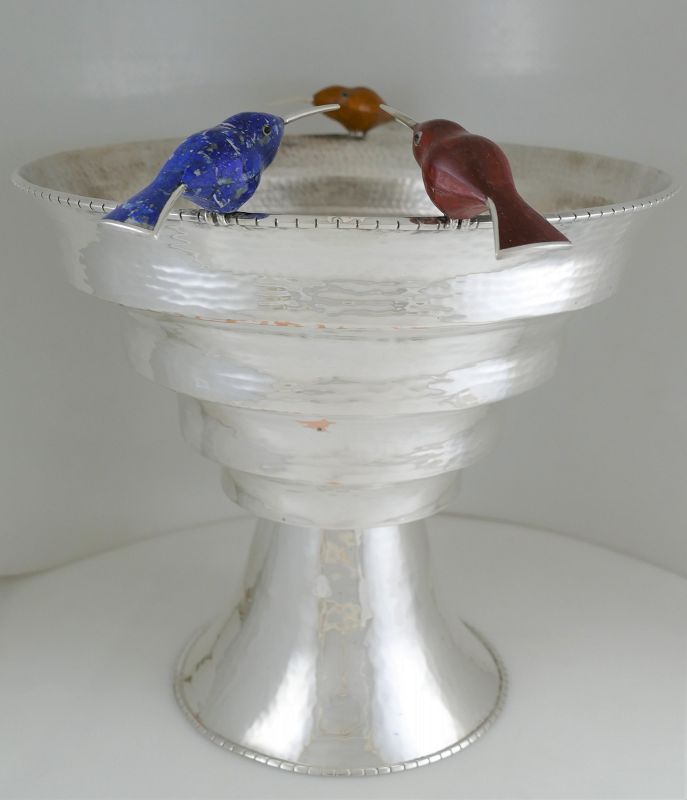 Emilia Castillo LARGE Silverplate Bird Bath Centerpiece Bowl Birds
