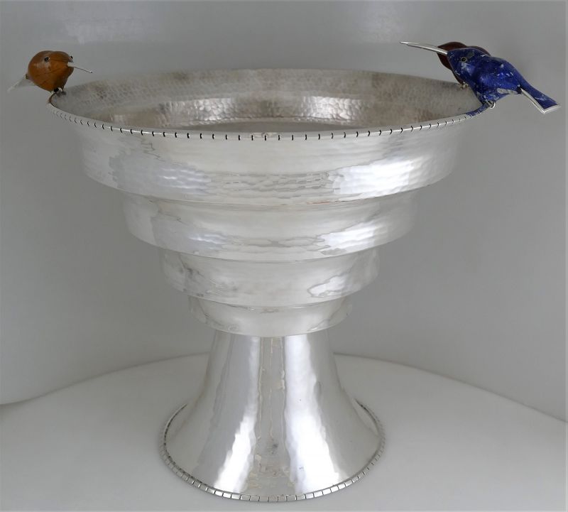Emilia Castillo LARGE Silverplate Bird Bath Centerpiece Bowl Birds