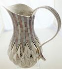 Castillo Handwrought Silver Plate Pitcher Mother of Pearl Inlay 1968