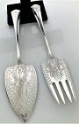 Sanborns Handwrought Sterling Silver Serving Set Engraved Aztec Rose