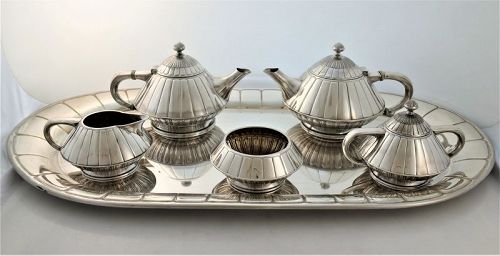 Museum Quality Reed Barton Art Deco Sterling Silver Tea Coffee Set