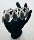 Antonio Pineda .970 Silver & Teardrop Obsidian Modernist Bracelet 1960