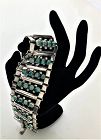 Fred Davis Taxco Sterling Silver Jade Cabochon Wide Bracelet 1940