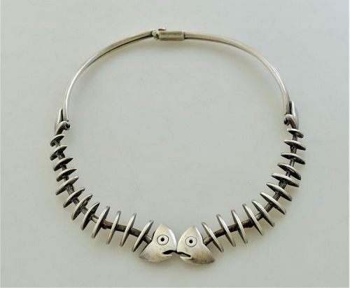 Antonio Pineda .970 Silver Skeletal Fish Necklace Matching Pieces