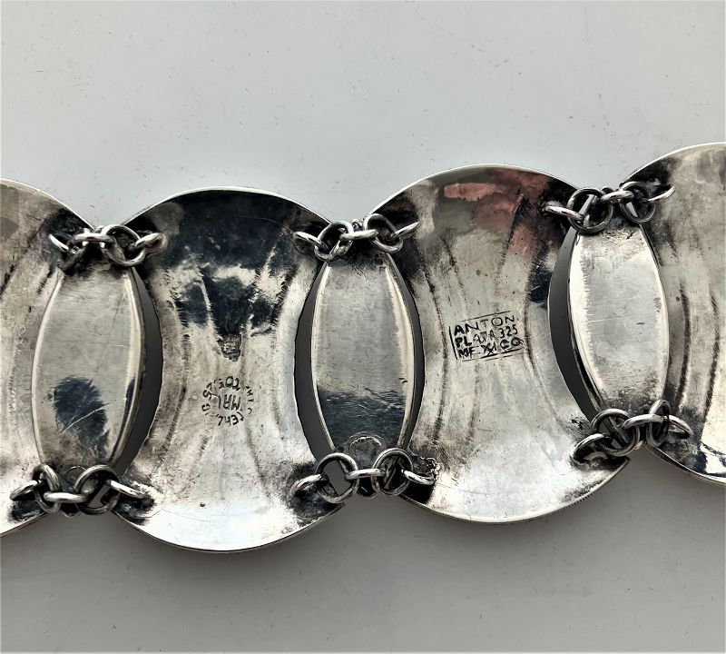 Jose Anton Sterling Silver Amethyst Modernist Bracelet