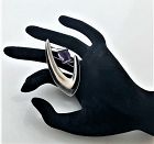 Sigi Pineda Sterling Silver & Amethyst Modernist Boomerang Brooch 1963