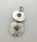 V. Wilson Modern Sterling Silver Hammered Disc & Turquoise Earrings