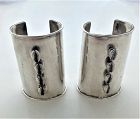 V. Wilson Modern Sterling Silver Handwrought Pair of Cuff Bracelets