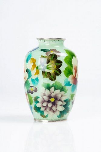 A Japanese plique-à-jour vase