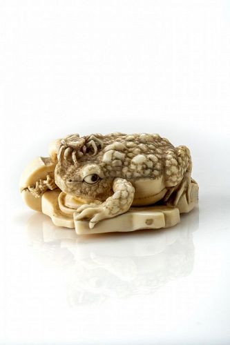 A Japanese okimono of a toad