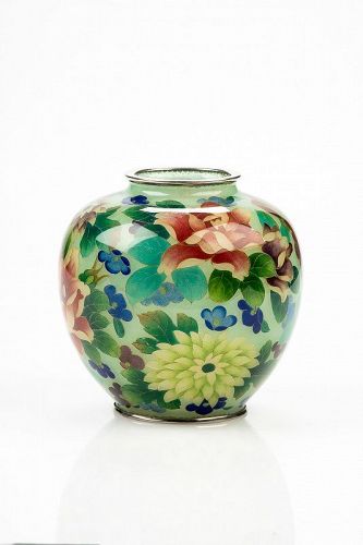 A Japanese Plique-à-jour vase