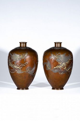 Nogawa company bronze vases