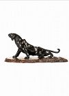 A Japanese bronze okimono depicting the study of a panther