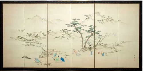 A Japanese six panel byobu