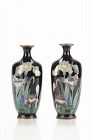 Pair of cloisonné silver vases with polychrome enamels
