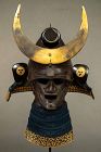 A Momonari Kabuto type samurai helmet and a menpō mask