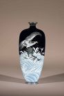 A Cloisonné vase depicting an eagle watching Chidori in flight