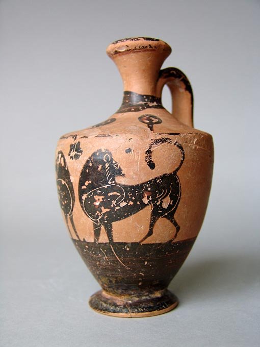 Greek Euboean Lekythos of the Dolphin Group, 550 BC