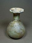 Roman Mold-Blown Glass Flask, 3rd-4th Century AD