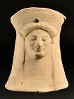 Western Greek Votive Head, Ex Cahn, 525-500 BC