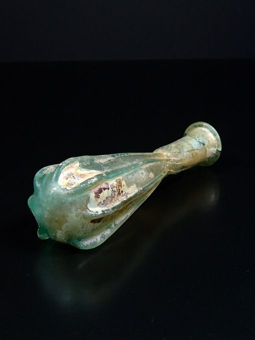 Roman Ribbed Glass Bottle, 1st-2nd Century AD