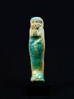 Egyptian Turquoise Faience Shabti, Late Period, 380-30 BC