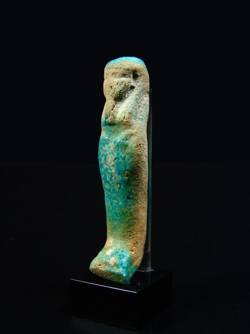 Egyptian Turquoise Faience Shabti, Late Period, 380-30 BC