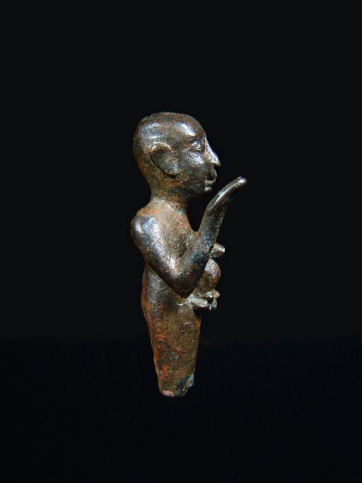 Egyptian Bronze Priest with Baboon, 26th Dynasty, 664-525 BC