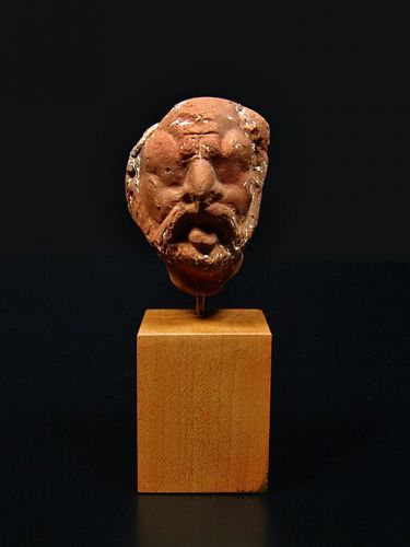 Egyptian Grotesque Head, ex Moshe Dayan Collection, 2nd-3rd century AD