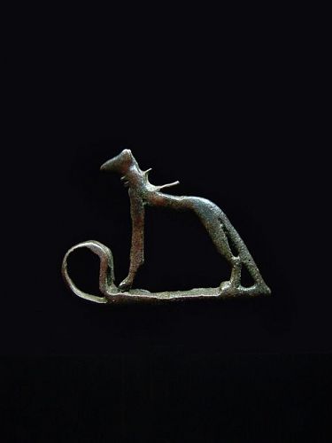 Egyptian Bronze Standard of the Jackal God Wepwawet, 664–31 BC