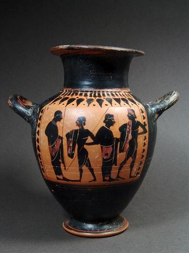 Rare Attic Hydria with Farewell Scene, 530 BC