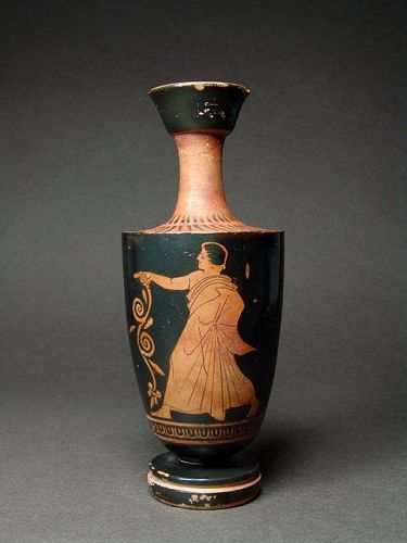 Attic Red-figure Lekythos, Youth Holding Tendril, ca. 450 BC