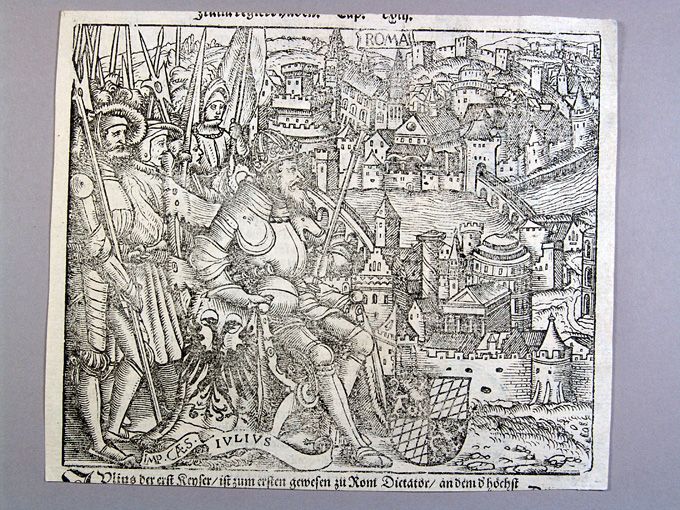Sebastian Münster, Woodcut with Caesar at Rome, Edition of 1588