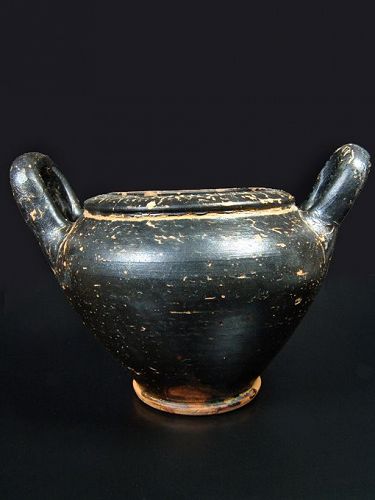 Greek Apulian Blackware Lebes Gamikos, 4th Century BC