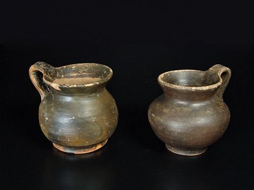 Greek Apulian Black-Glazed Jugs, 400-350 BC