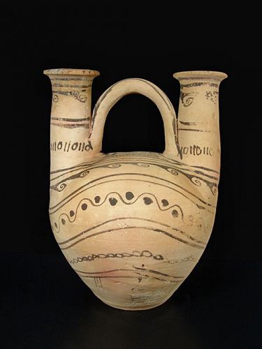 Daunian Double Strainer Askos, Listata Style, 3rd Century BC