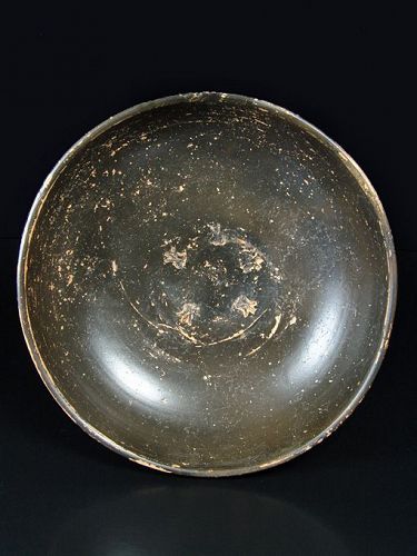 Greek Campanian Black-Glazed Bowl, Lotus Flowers, 3rd Century BC