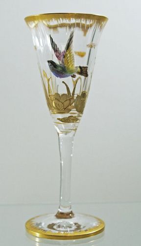 Moser Cordial with Raised Enameled Bird